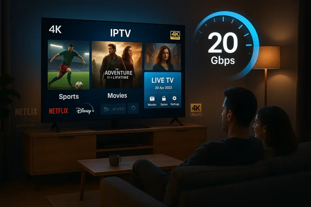 famille entrain de regarder leurs films préféres avec Abo IPTV France 4K Premium
